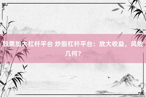 股票加大杠杆平台 炒股杠杆平台：放大收益，风险几何？