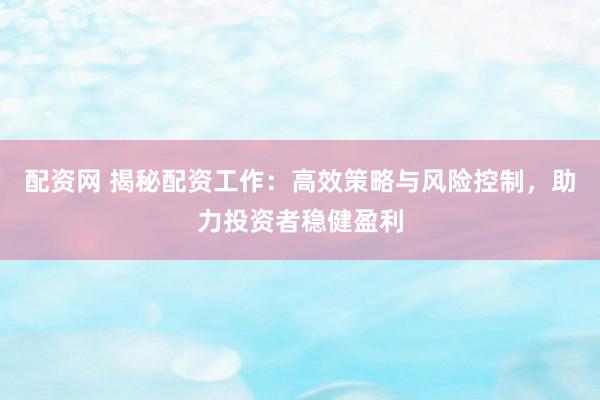 配资网 揭秘配资工作：高效策略与风险控制，助力投资者稳健盈利