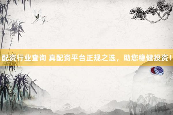 配资行业查询 真配资平台正规之选，助您稳健投资！