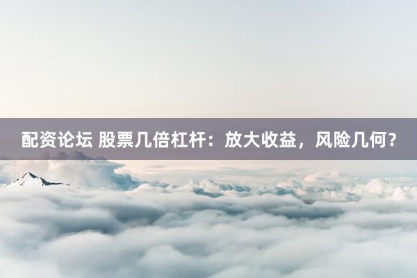 配资论坛 股票几倍杠杆：放大收益，风险几何？