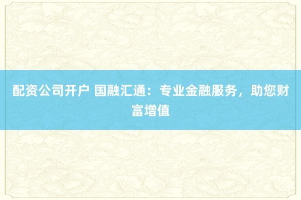 配资公司开户 国融汇通：专业金融服务，助您财富增值