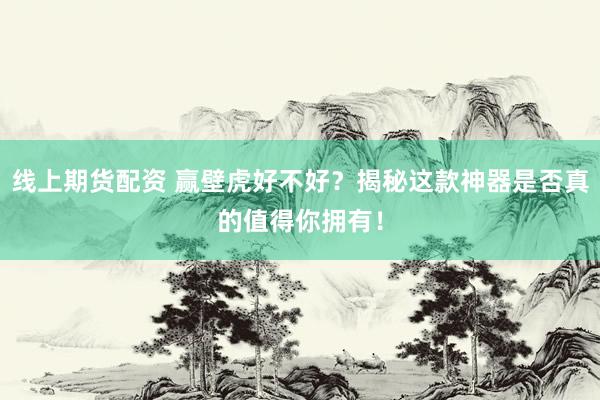 线上期货配资 赢壁虎好不好？揭秘这款神器是否真的值得你拥有！