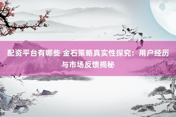 配资平台有哪些 金石策略真实性探究：用户经历与市场反馈揭秘