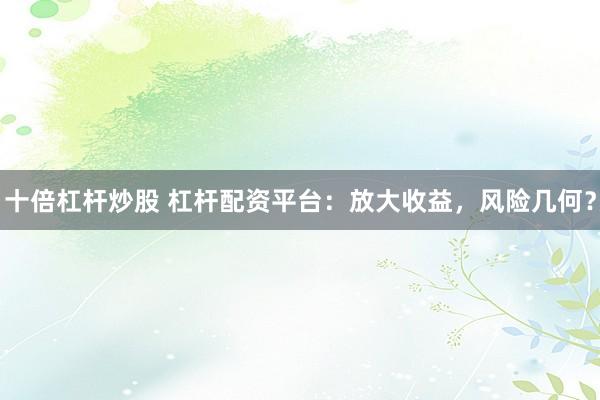 十倍杠杆炒股 杠杆配资平台：放大收益，风险几何？