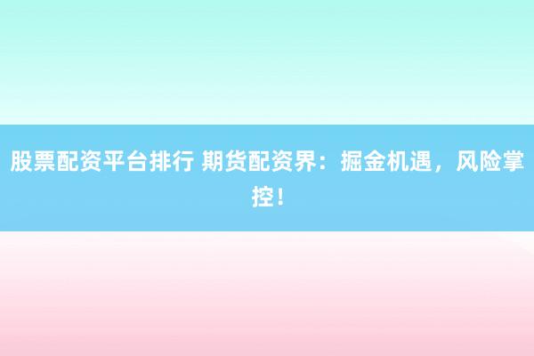 股票配资平台排行 期货配资界：掘金机遇，风险掌控！