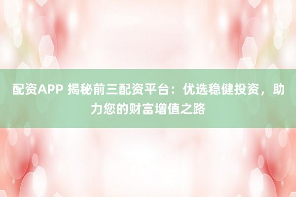 配资APP 揭秘前三配资平台：优选稳健投资，助力您的财富增值之路