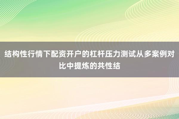 结构性行情下配资开户的杠杆压力测试从多案例对比中提炼的共性结