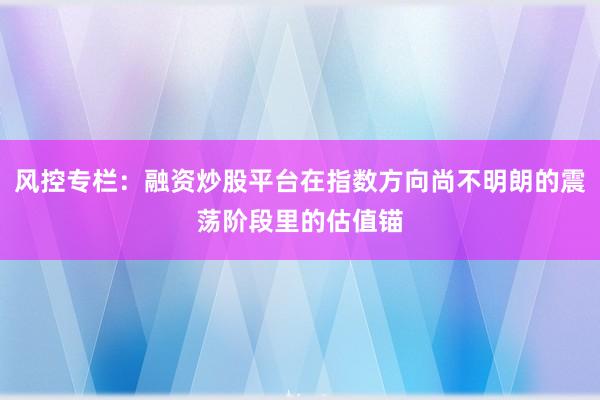 风控专栏：融资炒股平台在指数方向尚不明朗的震荡阶段里的估值锚
