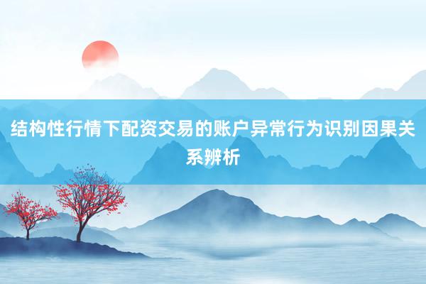 结构性行情下配资交易的账户异常行为识别因果关系辨析