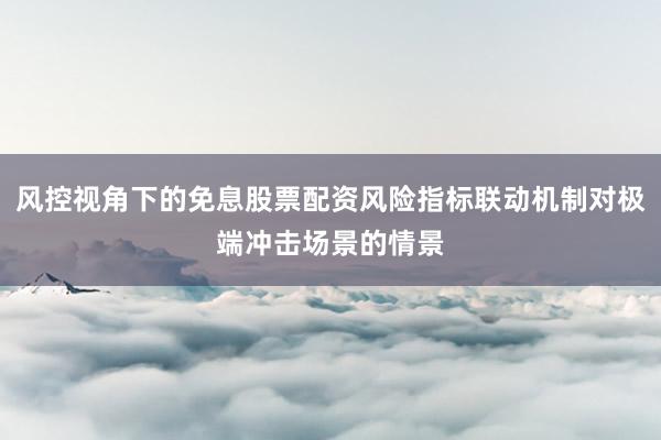 风控视角下的免息股票配资风险指标联动机制对极端冲击场景的情景