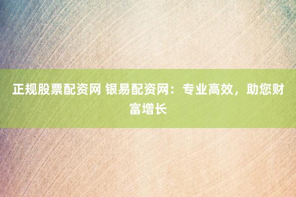 正规股票配资网 银易配资网：专业高效，助您财富增长